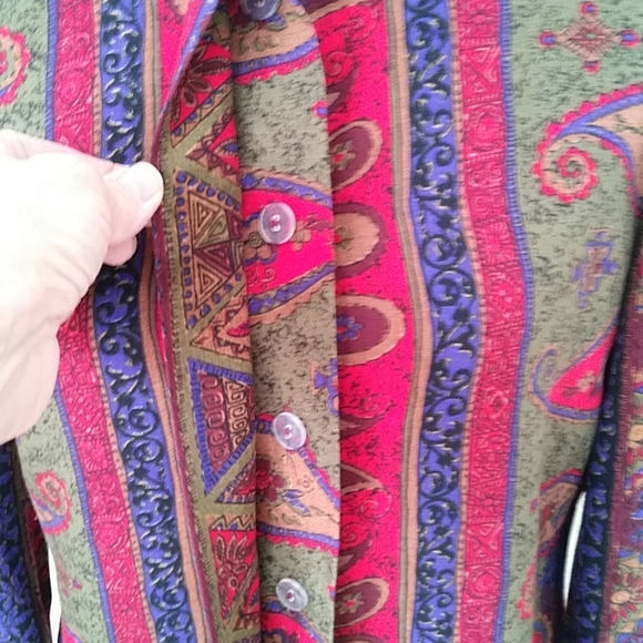 Vintge Robbie Sport Paisley Floral Blouse and Maxi Skirt Set 8  Red Blue - Picture 9 of 16